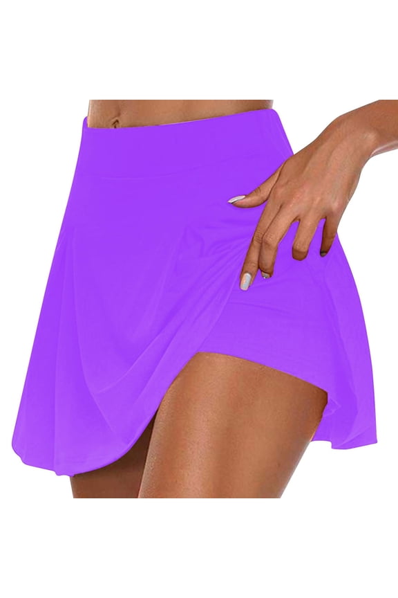 Tennis Skirts for Women Golf Athletic Activewear Summer Solid Color Skorts with Inner Workout Shorts