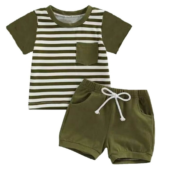 FAIWAD Toddler Baby Boy Girls Clothes Summer Short Sleeve Tops and Drawstring Shorts Cute Infant Baby Boy 2PCS Outfits Set