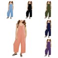 thumbnail image 1 of FAIWAD Toddler Baby Girl Clothes Summer Romper Sleeveless Wide Leg Jumpsuit Pants With Pockets Kids Summer Outfits, 1 of 5