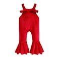 thumbnail image 1 of FAIWAD Toddler Baby Girl Kids Velvet Flare Jumpsuit Sleeveless Strape Ruffle Hem Wide Leg Romper, 1 of 4
