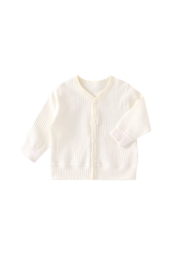 Toddler Baby Girl Long Sleeve Cardigan with Button Solid Color Ribbed Knitwear Outerwear for Little Girls