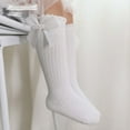 thumbnail image 1 of FAIWAD Toddler Baby Girls' Knee High Socks Bow-Stitched Knit Tube Long Socks Comfy Warm Stockings, 1 of 8