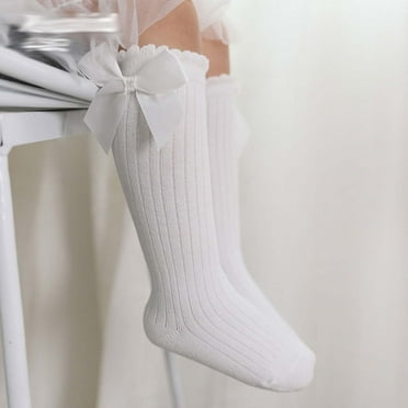 FAIWAD Toddler Baby Girls' Knee High Socks Bow-Stitched Knit Tube Long Socks Comfy Warm Stockings