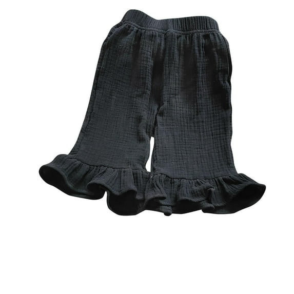 FAIWAD Toddler Baby Little Girls Ruffle Pants Casual Comfort Daily Wear Cropped Pants Classic Solid Color Cozy Trousers