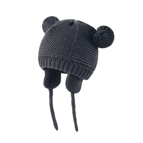 FAIWAD Toddler Baby Winter Warm Beanie Kids Boys Girls Fleece Lined Earflaps Knitted Hats with Pom