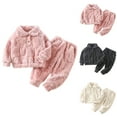 thumbnail image 1 of FAIWAD Toddler Boy Girl Thicken Plush Sets Long Sleeve Button Tops with Elastic Waist Pant Kid Fleece Warm Loungewear, 1 of 9
