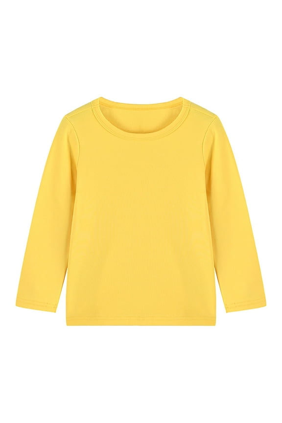 Toddler Boys Girls Basic Solid Color Basic Cotton Tops Long Sleeve Crewneck Plain T-Shirts Kids Casual Pullover Clothes