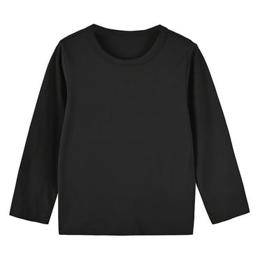FAIWAD Toddler Boys Girls Basic Solid Color Basic Cotton Tops Long Sleeve Crewneck Plain T-Shirts Kids Casual Pullover Clothes