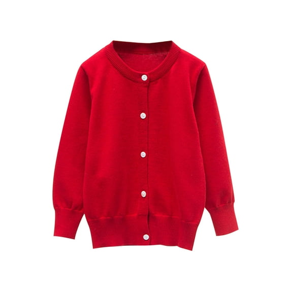 FAIWAD Toddler Boys Girls Cardigan Long Sleeve Button up Solid Color School Uniform Knit Sweaters