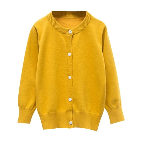 FAIWAD Toddler Boys Girls Cardigan Long Sleeve Button up Solid Color School Uniform Knit Sweaters