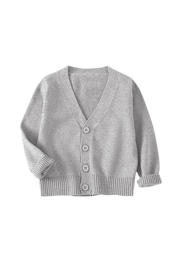 Toddler Boys Girls Cardigan Sweaters Kids Long Sleeve Button Cotton School Uniform Knit Outwear 2-10Y