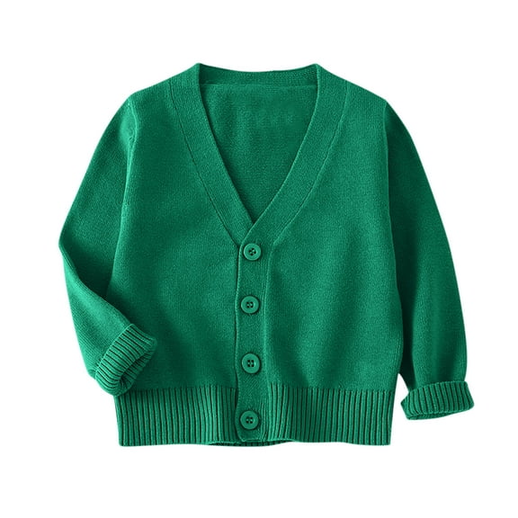 FAIWAD Toddler Boys Girls Cardigan Sweaters Kids Long Sleeve Button Cotton School Uniform Knit Outwear 2-10Y