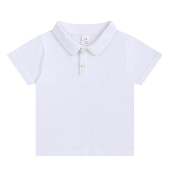 FAIWAD Toddler Boys Girls Shirts Collared Cotton Short Sleeve Pullover Unisex Classic Solid Color School Uniform
