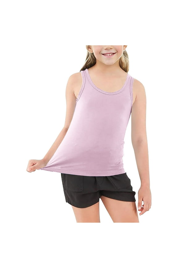 Toddler Boys Girls Tank Tops Kids Racerback Athletic Dance Tops Sleeveless Round Neck Camisole