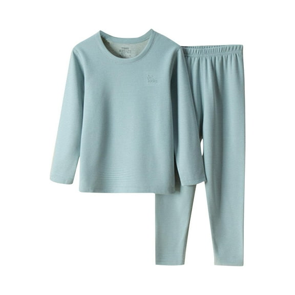 FAIWAD Toddler Boys Girls Thermal Underwear Long Sleeve Tops with Pants Unisex 2Pcs Kids Fall Winter Warm Sleepwear Sets 2-13Y