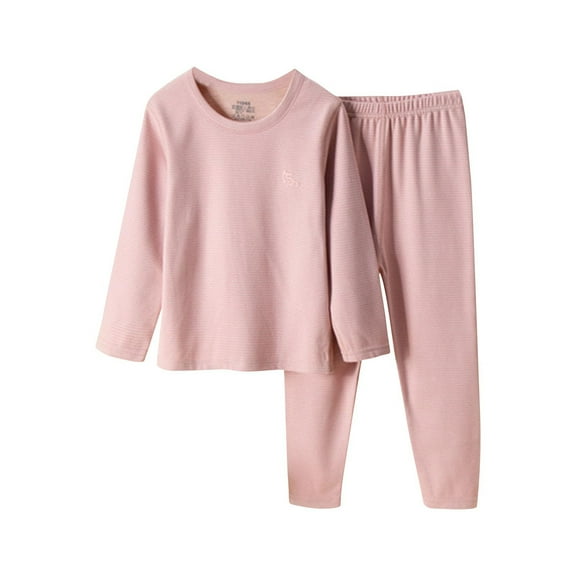 FAIWAD Toddler Boys Girls Thermal Underwear Long Sleeve Tops with Pants Unisex 2Pcs Kids Fall Winter Warm Sleepwear Sets 2-13Y