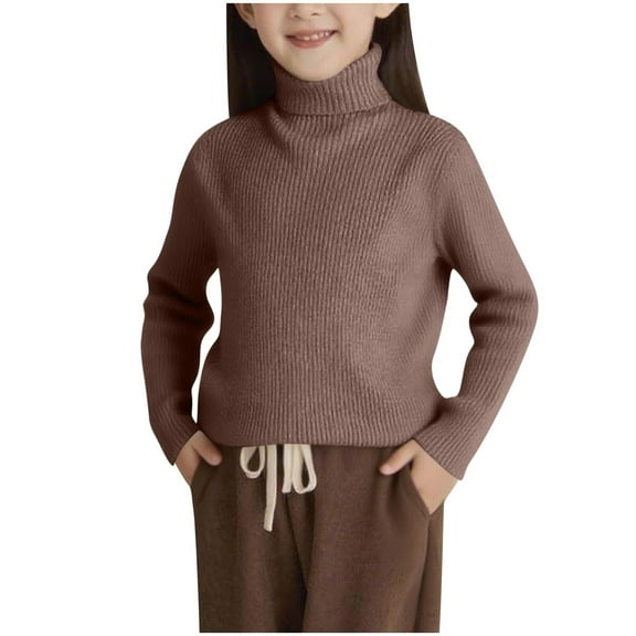 FAIWAD Toddler Boys Girls Turtleneck Sweater Ribbed Knitted Long Sleeve Stretch Pullover Kids Classic Basic Fall Winter Warm Tops