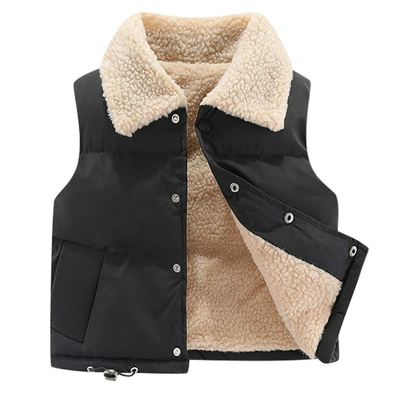 FAIWAD Toddler Boys Girls Vest Fleece Fuzzy Sleeveless Coat Outerwear Unisex Kids Classic Sherpa Pockets Waistcoat