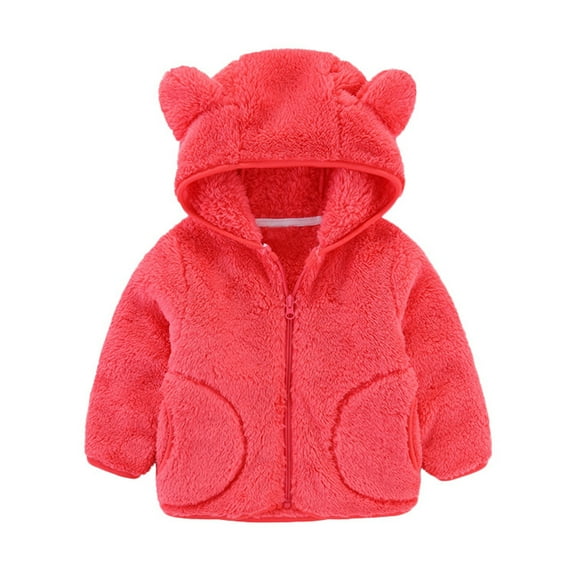 FAIWAD Toddler Fleece Jacket Cute Ears Full Zip Hoodie Coat Boys Girls Fuzzy Sherpa Thicken Warm Outwear with Pockets