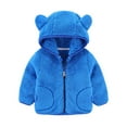 thumbnail image 1 of FAIWAD Toddler Fleece Jacket Cute Ears Full Zip Hoodie Coat Boys Girls Fuzzy Sherpa Thicken Warm Outwear with Pockets, 1 of 4