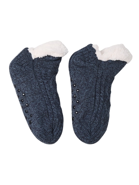 Toddler Fleece Knit Slipper Socks Unisex Boys Girls Warm Sherpa Lined Non Slip Indoor Floor Socks