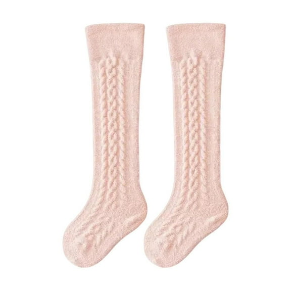 FAIWAD Toddler Fleece Warm Socks Solid Color Soft Plush Knit Over the Knee Socks Baby Daily Crew Socks Gifts for Boys Girls