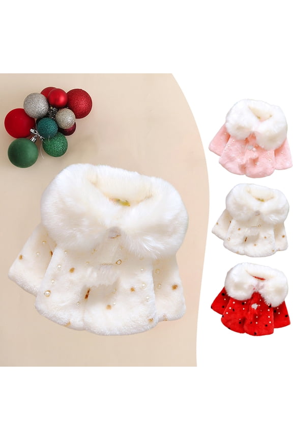 Toddler Girl Jacket Cape Cloak Long Sleeve Thicken Fuzzy Fleece Princess Shawl Snowsuit Warm Outerwear Clothes