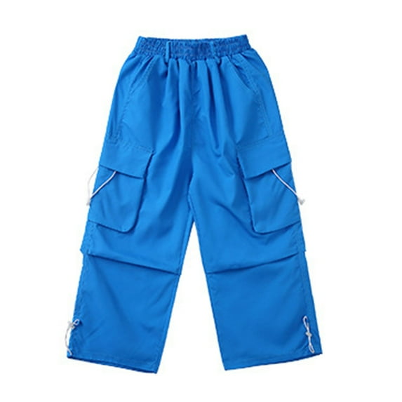 FAIWAD Toddler Girls Boys Cargo Pants Elastic High Waist Casual Loose Joggers Pants Kids Trendy Streetwear with Pocket 3-14Y
