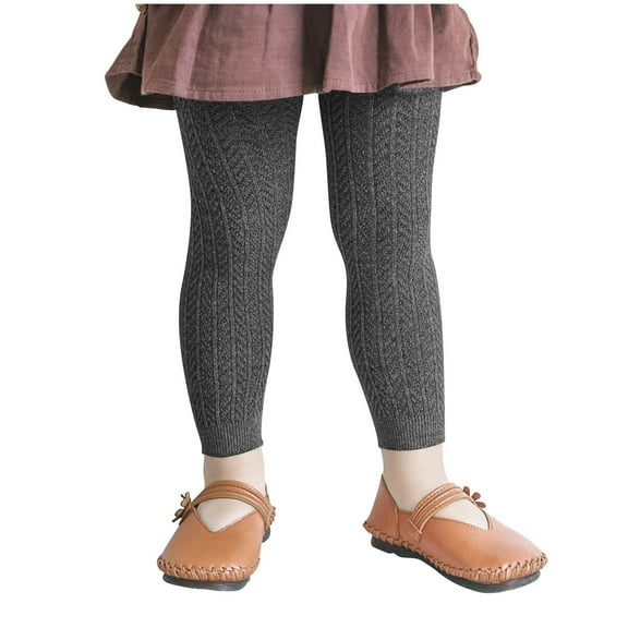FAIWAD Toddler Girls Cable Knit Tights Footless Ankle Leggings Girls School Uniform Stocking Pant