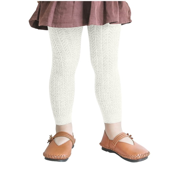 FAIWAD Toddler Girls Cable Knit Tights Footless Ankle Leggings Girls School Uniform Stocking Pant