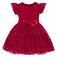 thumbnail image 1 of FAIWAD Toddler Girls Dress Summer Ruffle Sleeve Tulle Sundress Kids Casual Birthday Party Wedding Princess Gown with Belt, 1 of 9