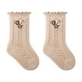 thumbnail image 1 of FAIWAD Toddler Girls Floral Embroidered Sock Kids Lace Ruffle Trim Knitted Comfy Cotton Sock Gift, 1 of 2