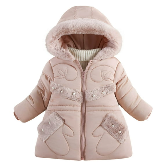 FAIWAD Toddler Girls Hooded Heavyweight Jacket Winter Warm Fleece Lined Zip Up Windproof Outwear Coat