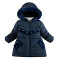 thumbnail image 1 of FAIWAD Toddler Girls Hooded Heavyweight Jacket Winter Warm Fleece Lined Zip Up Windproof Outwear Coat, 1 of 4