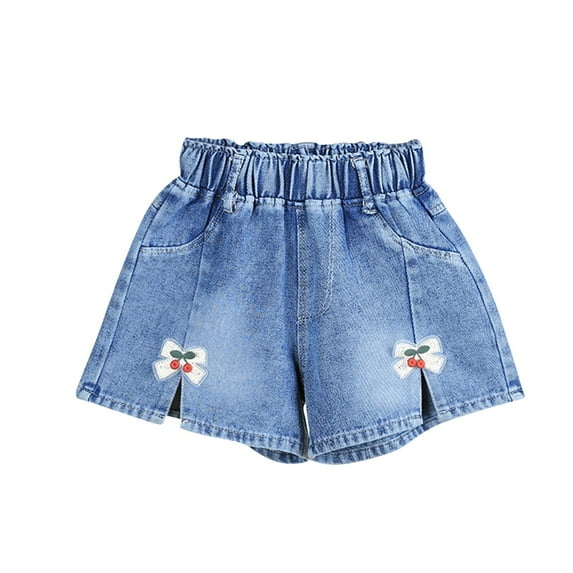 FAIWAD Toddler Girls Jean Shorts Girls Summer Elastic Waist Thin Denim Shorts Casual Cute Skirted Shorts for Kids 2-7Y