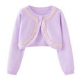 thumbnail image 1 of FAIWAD Toddler Girls Long Sleeve Lace Shrug Cardigan Kids Knitted Sweater Cover Up Button Closure Cropped Tops, 1 of 8