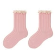 thumbnail image 1 of FAIWAD Toddler Girls Princess Socks Lace Ruffle Cute Knitted Socks Kids Dress School Uniform Mid Crew Socks, 1 of 3
