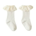 thumbnail image 1 of FAIWAD Toddler Girls Ruffle Mid-Calf Socks Baby Cute Stretchy Anti Slip Frilly Princess Long Socks, 1 of 3