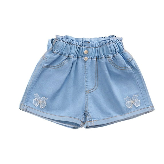 FAIWAD Toddler Girls Summer Denim Shorts Casual Comfort Cute Bowknot Jeans Shorts Girls Elastic Waisted Breathable Thin Shorts