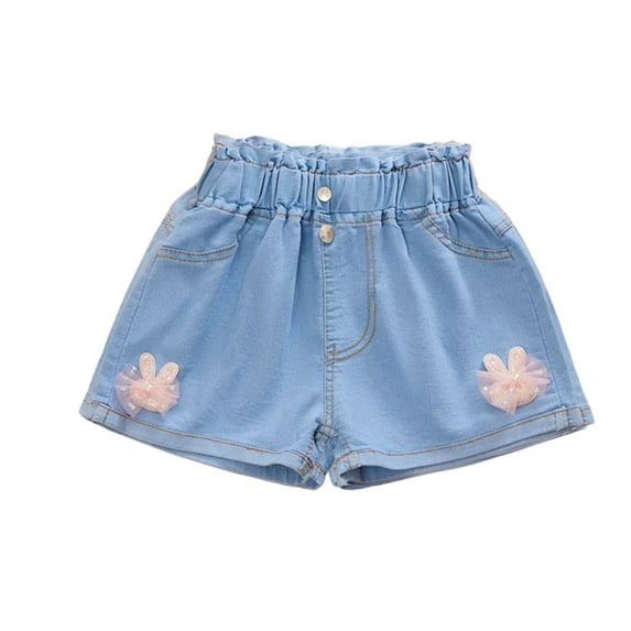 FAIWAD Toddler Girls Summer Denim Shorts Casual Comfort Cute Bowknot Jeans Shorts Girls Elastic Waisted Breathable Thin Shorts