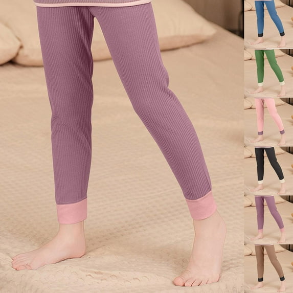 FAIWAD Toddler Girls Tights Ribbed Knit Warm Stretch Leggings Kids Full Length Pajamas Pants for 6-18Y