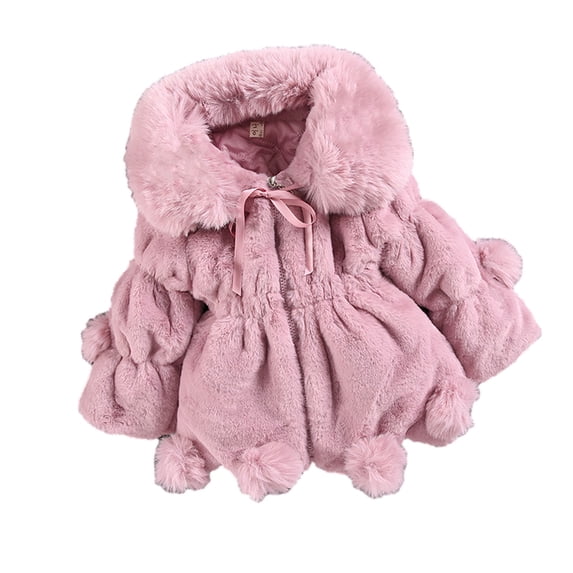 FAIWAD Toddler Girls Winter Overcoat Thicken Fleece Jacket for Girls Princess Dress Cloak Warm Zip Up Hooded Jacket