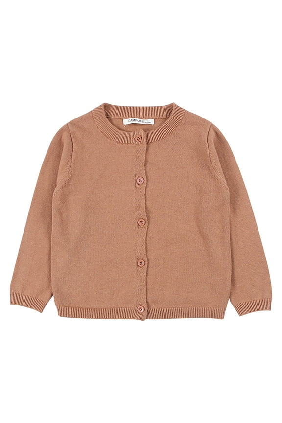 Toddler Solid Color Sweater Cardigan Long Sleeve Plain Button Knitted Cotton Coat Boys Girls School Uniforms