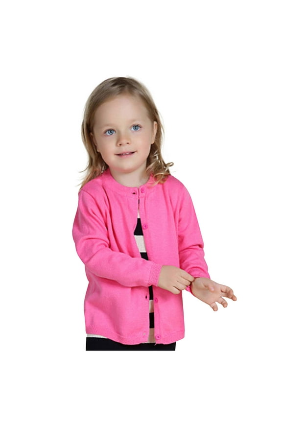 Toddler Solid Color Sweater Cardigan Long Sleeve Plain Button Knitted Cotton Coat Boys Girls School Uniforms