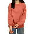 thumbnail image 1 of FAIWAD Tops for Women Trendy Side Split Crew Neck Long Sleeve Pullover Casual Lightweight Blouse, 1 of 3