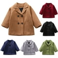 thumbnail image 1 of FAIWAD Trench Coat for Toddler Girls Wool Coat Winter Causal Button Peacoat Double Breasted Jacket Overcoat, 1 of 7