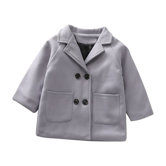 FAIWAD Trench Coat for Toddler Girls Wool Coat Winter Causal Button Peacoat Double Breasted Jacket Overcoat
