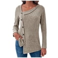thumbnail image 1 of FAIWAD Tunic Tops for Womens Long Sleeve V Neck Button Split Irregular Hem Loose Pullover Tops, 1 of 6