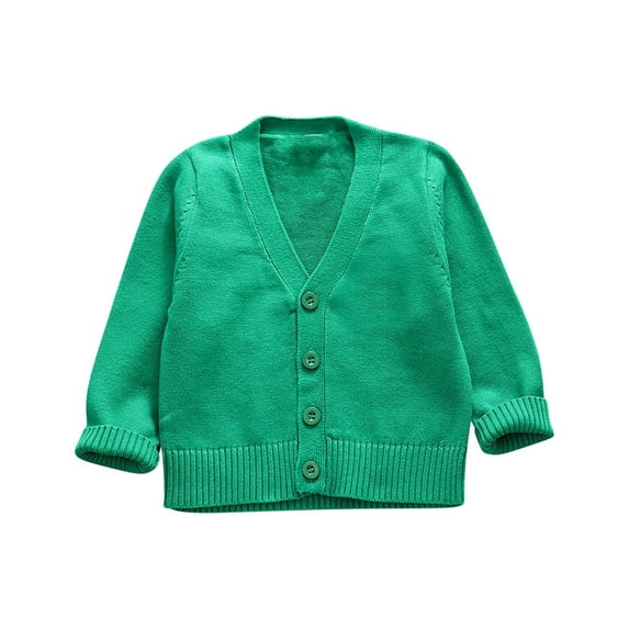 FAIWAD Unisex Boys Girls Basic Cardigans V-Neck Long Sleeve Button Knit Sweater Solid Color School Uniforms
