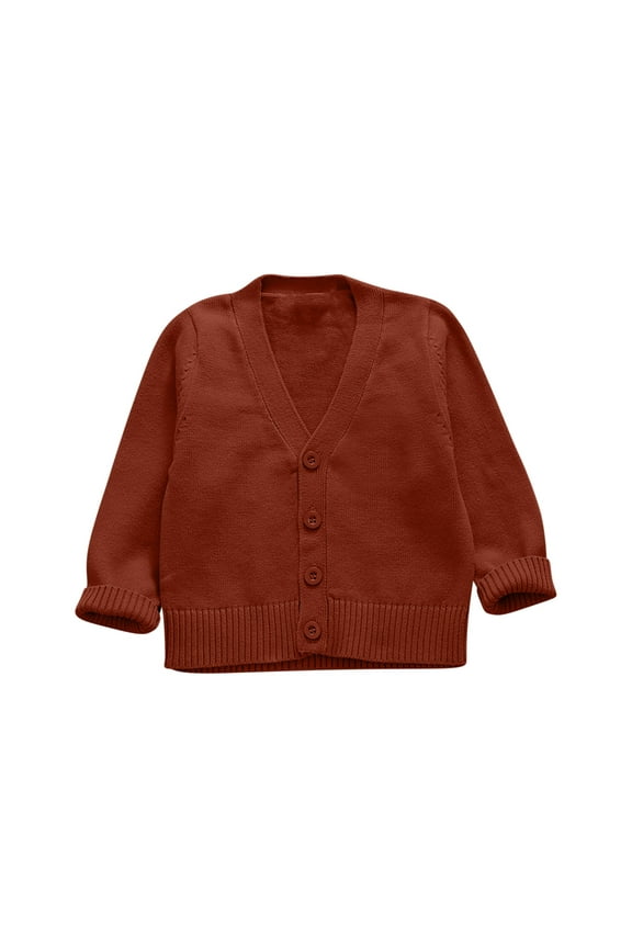 Unisex Boys Girls Basic Cardigans V-Neck Long Sleeve Button Knit Sweater Solid Color School Uniforms